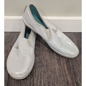 Jack Rogers Bennett Etched Silver Slip On Loafers Size  8